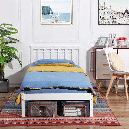 COLE Single Pine Wooden Bed 97.2*196cm - White