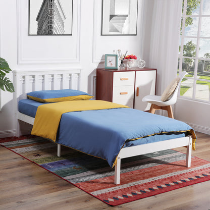 COLE Single Pine Wooden Bed 97.2*196cm - White