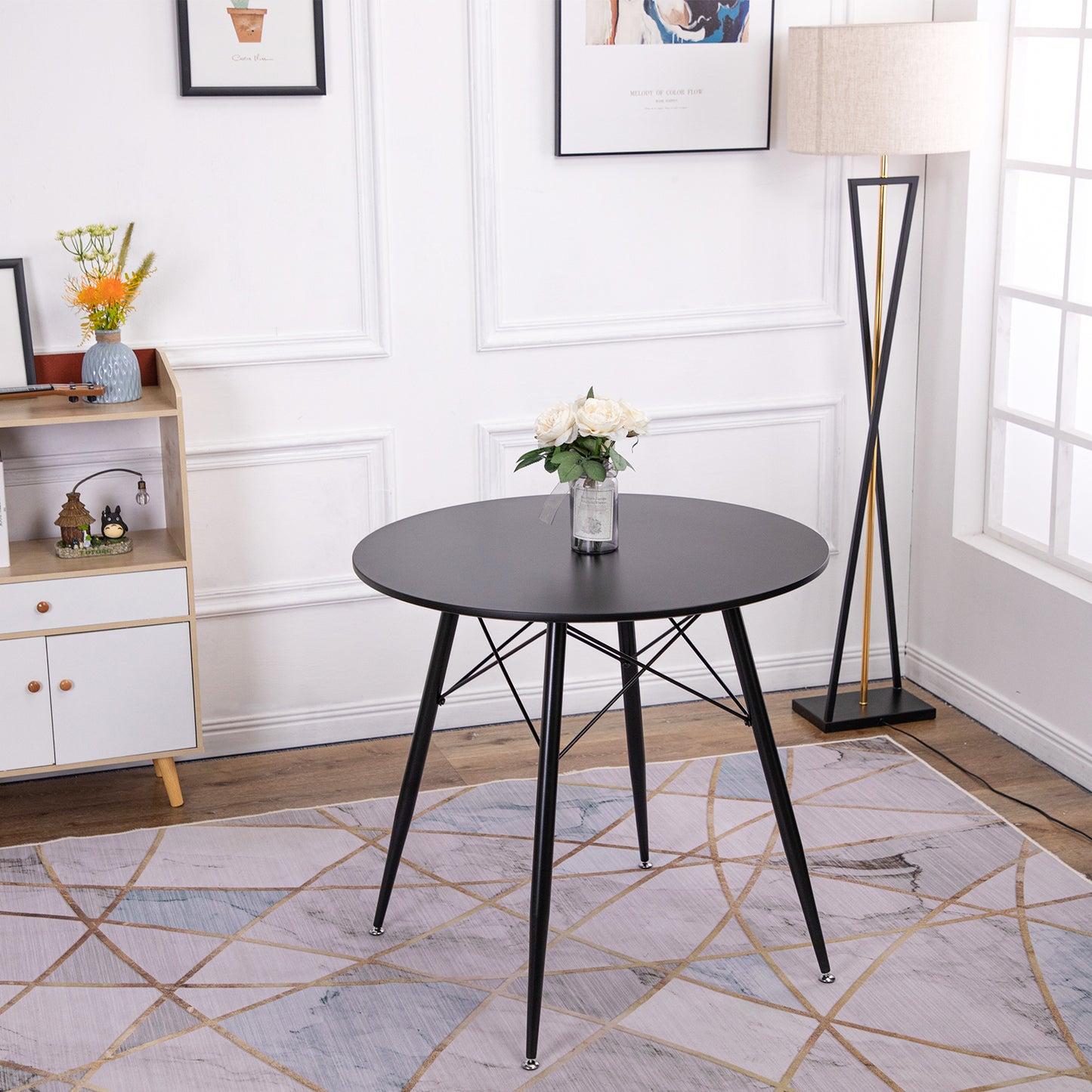 CORE 80cm Circle Dining Table With Iron Legs-Black