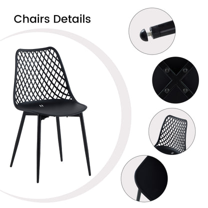 COVADA Hollow Chair with Iron Legs - Black