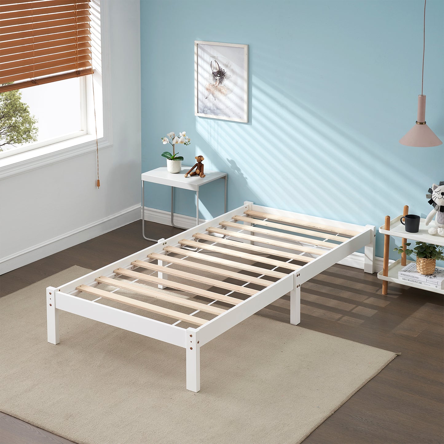 CYCAS Single Pine Wooden Bed 98*196cm - White