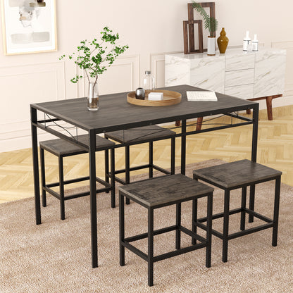 EMBERY 110cm Two Styles Dining Table With Iron Legs-Dark Wood Grain and Golden Oak Grain