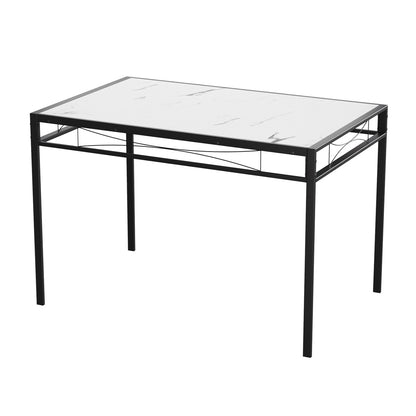 EMBERY 110cm Two Styles Dining Table With Iron Legs-Black MARBLE and White MARBLE