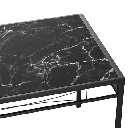 EMBERY 110cm Two Styles Dining Table With Iron Legs-Black MARBLE and White MARBLE