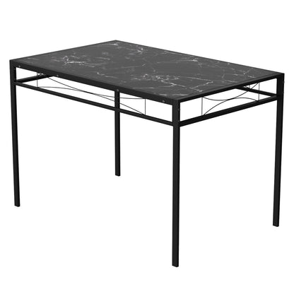 EMBERY 110cm Two Styles Dining Table With Iron Legs-Black MARBLE and White MARBLE