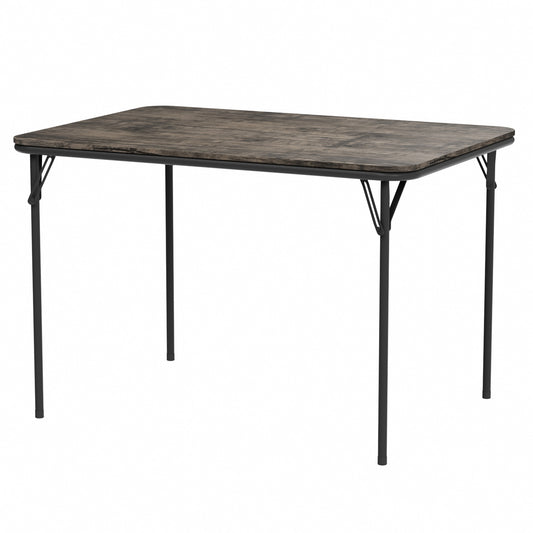 FERN 109cm Dining Table With Black Iron Legs-Dark Wood Grain
