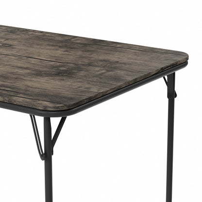 FERN 109cm Dining Table With Black Iron Legs-Dark Wood Grain