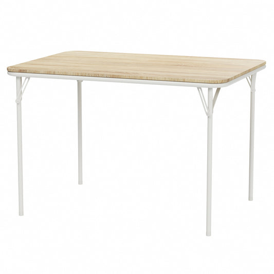 FERN 109cm Dining Table With White Iron Legs-Light Oak Grain