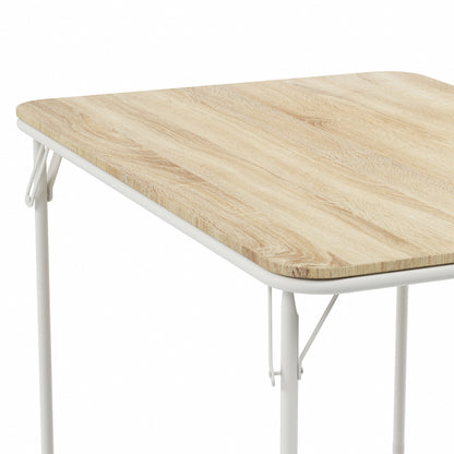 FERN 109cm Dining Table With White Iron Legs-Light Oak Grain