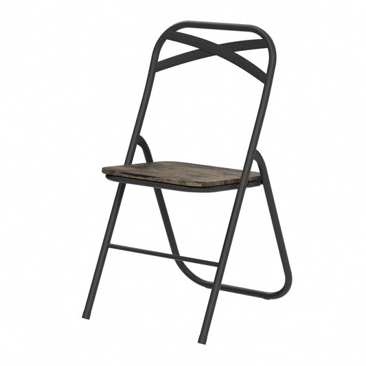 FERN Folding Chair with Iron Leg - Black