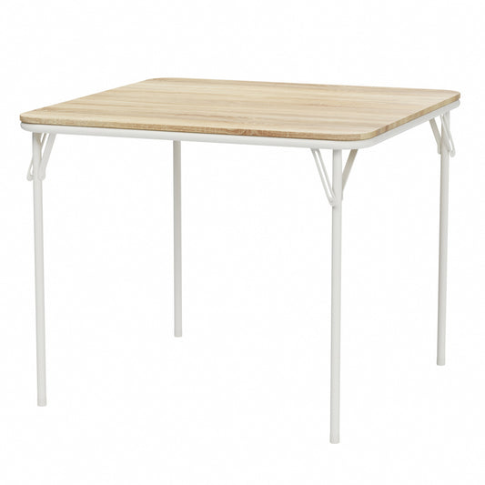 FERN 86cm Dining Table With White Iron Legs-Light Oak Grain