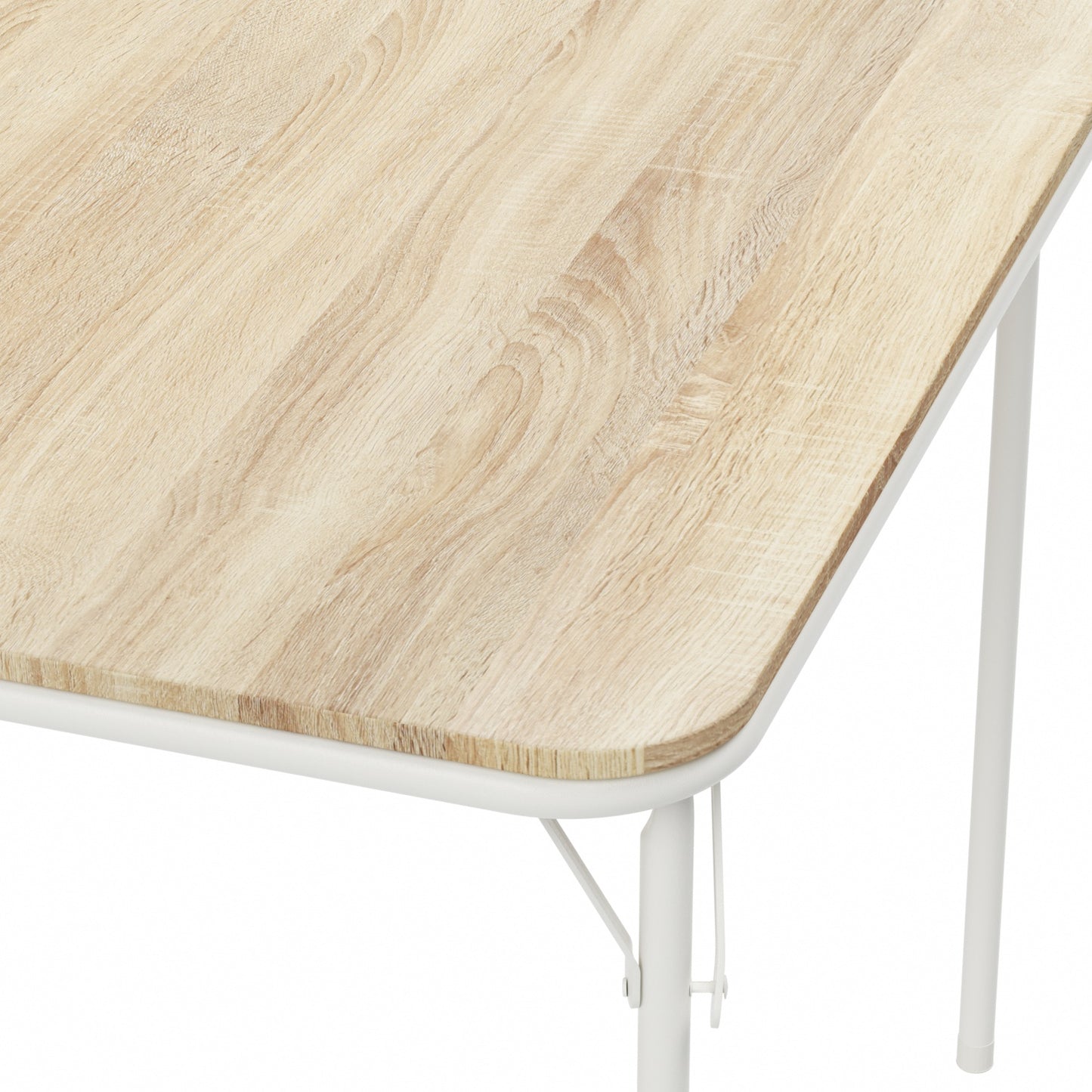 FERN 86cm Dining Table With White Iron Legs-Light Oak Grain
