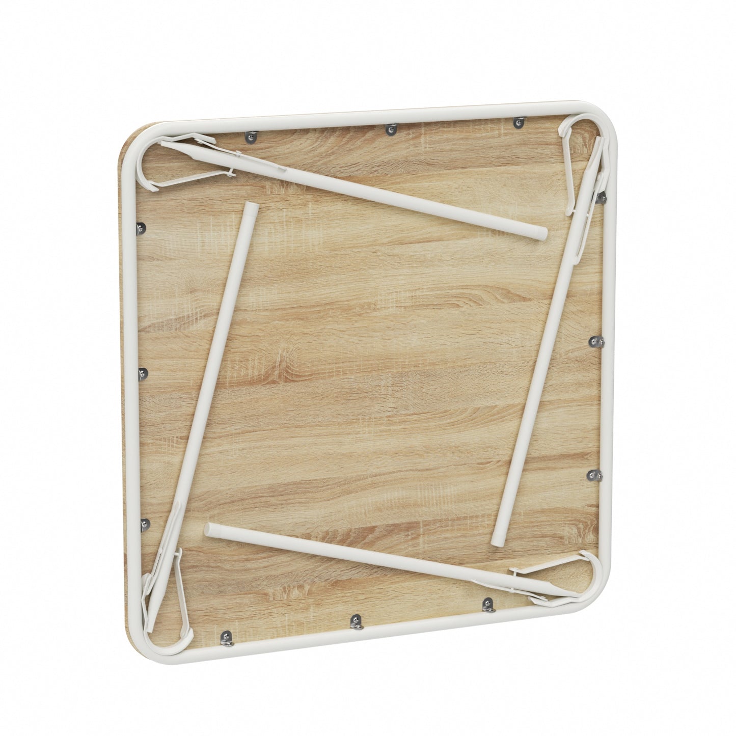 FERN 86cm Dining Table With White Iron Legs-Light Oak Grain