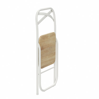 FERN Folding Chair with White Iron Leg - Light Oak Grain