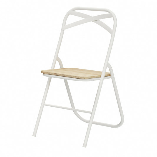 FERN Folding Chair with White Iron Leg - Light Oak Grain