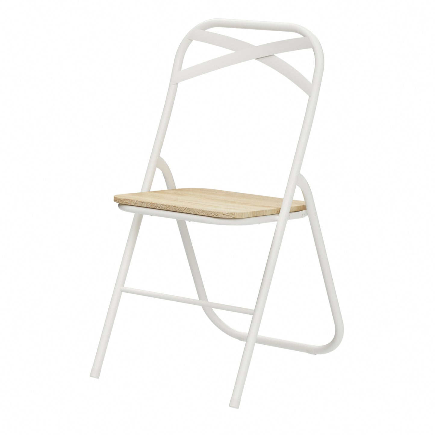 FERN Folding Chair with White Iron Leg - Light Oak Grain