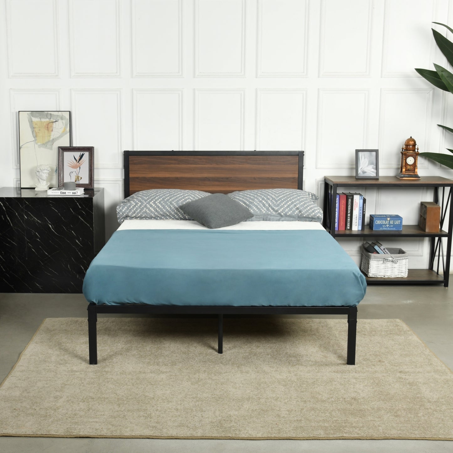 FOLAM Double Metal Bed 140*195cm - Brown