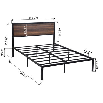 FOLAM Double Metal Bed 140*195cm - Brown