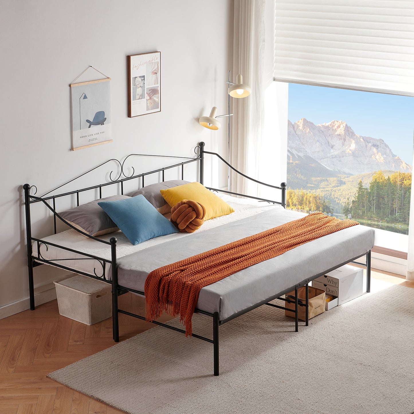 HARMAN Day Metal Bed 95.5*196.4cm+93.5*190.5cm - Black