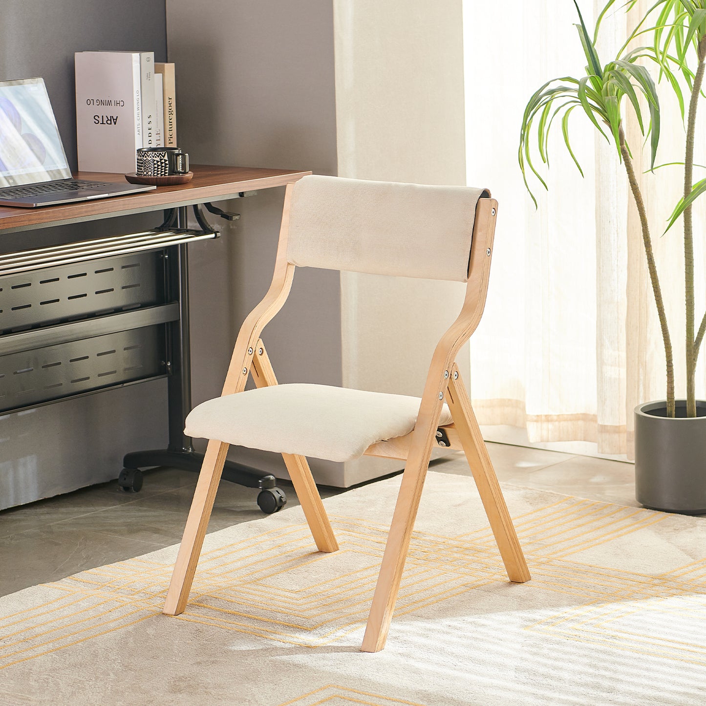KENT Folding Chair with Bentwood Leg - Beige
