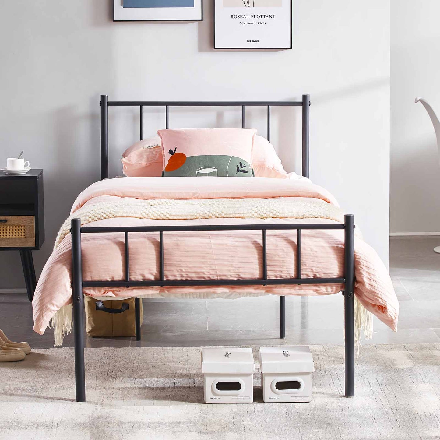 LOCARNO Single Metal Bed 93*207cm - Black