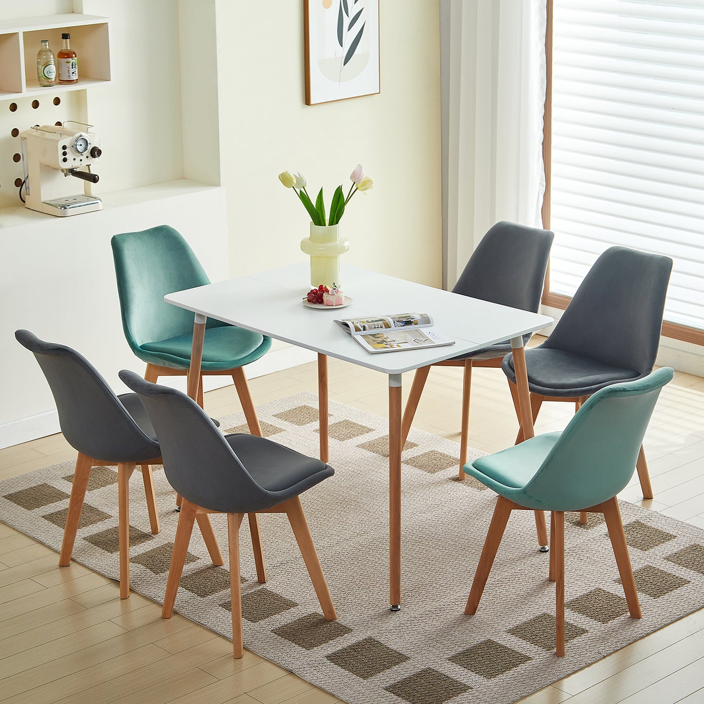 TULIP Dining Chair with Velvet-Cactus