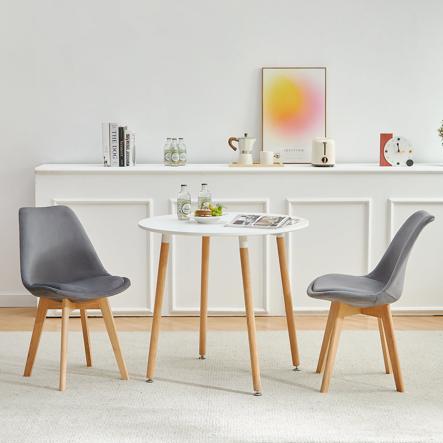 TULIP Dining Chair with Velvet-Gray
