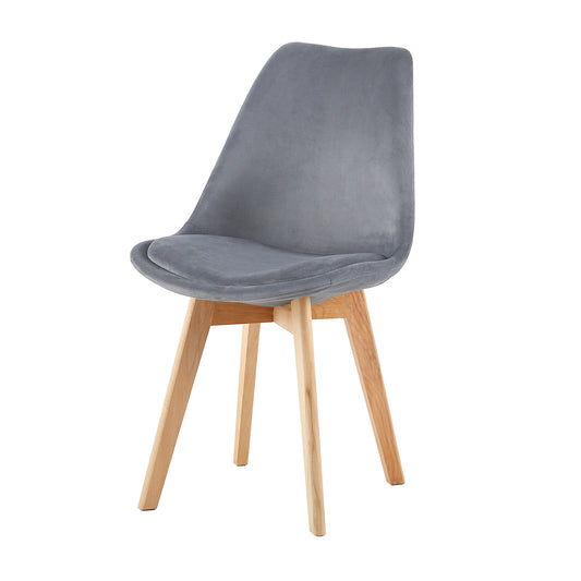 TULIP Dining Chair with Velvet-Gray