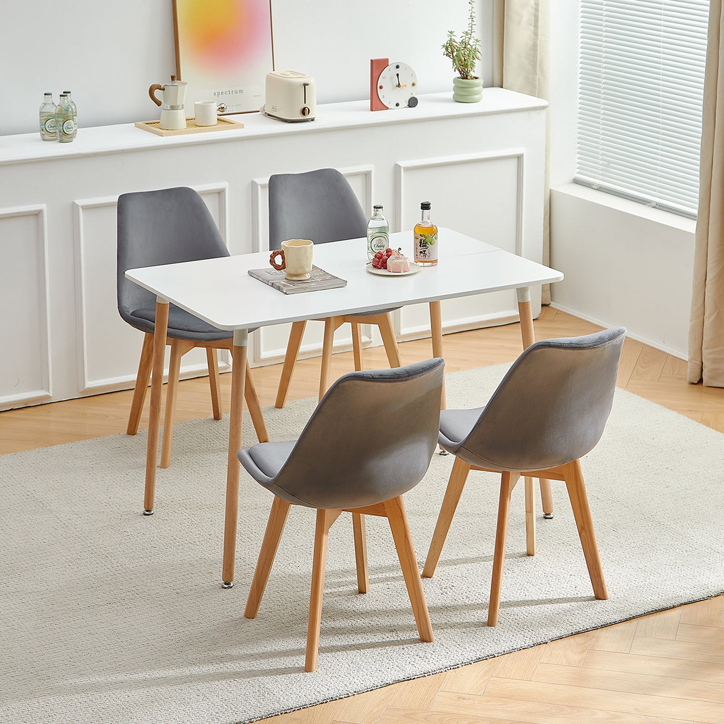 TULIP Dining Chair with Velvet-Gray