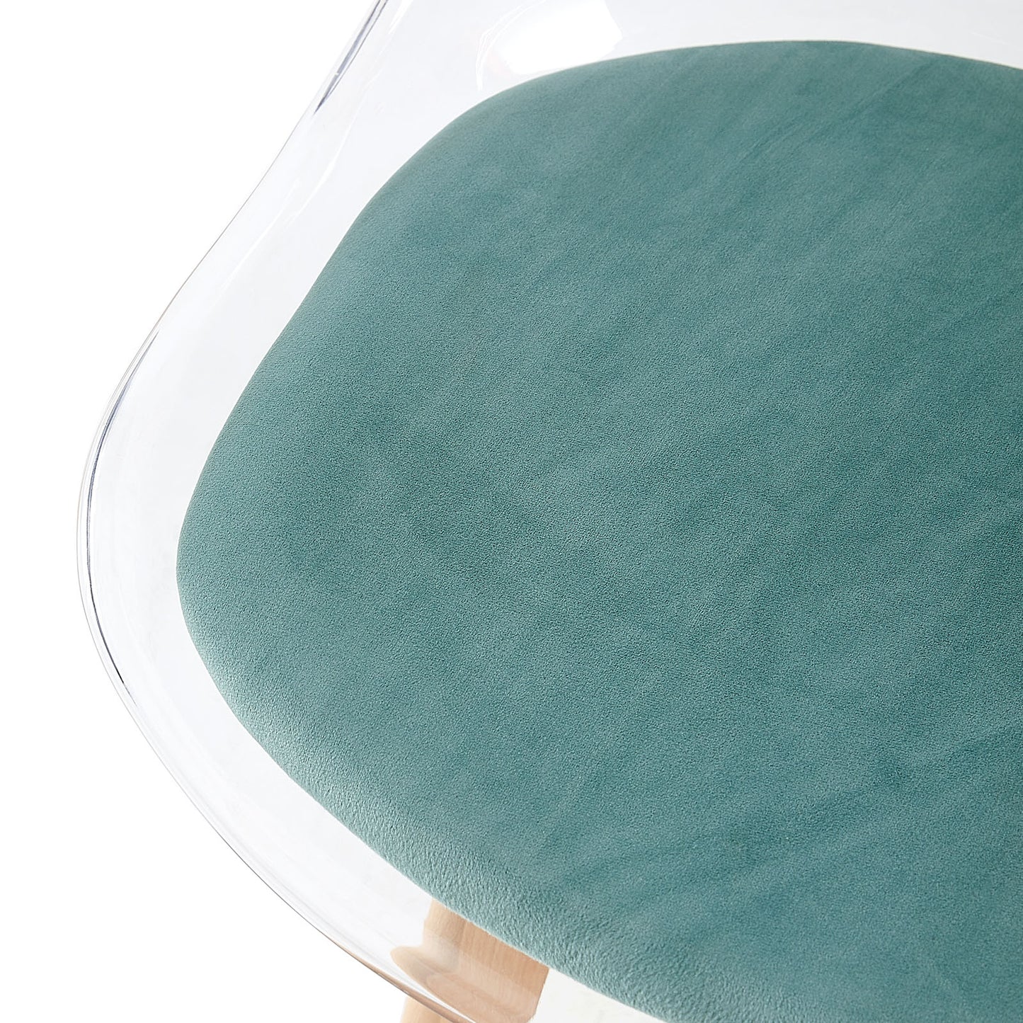 TULIP Dining Chair with Clear Back-Cactus Velvet