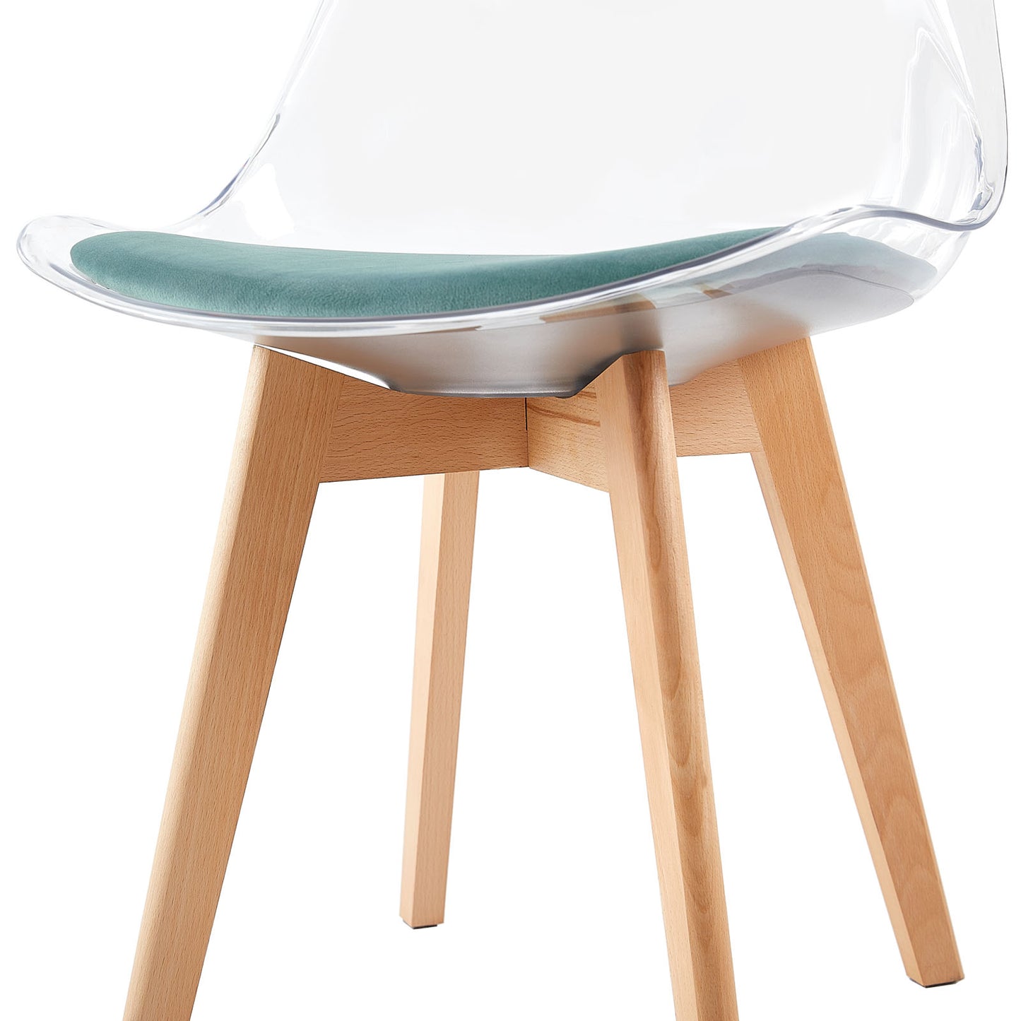 TULIP Dining Chair with Clear Back-Cactus Velvet