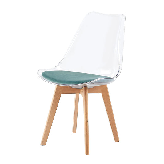 TULIP Dining Chair with Clear Back-Cactus Velvet