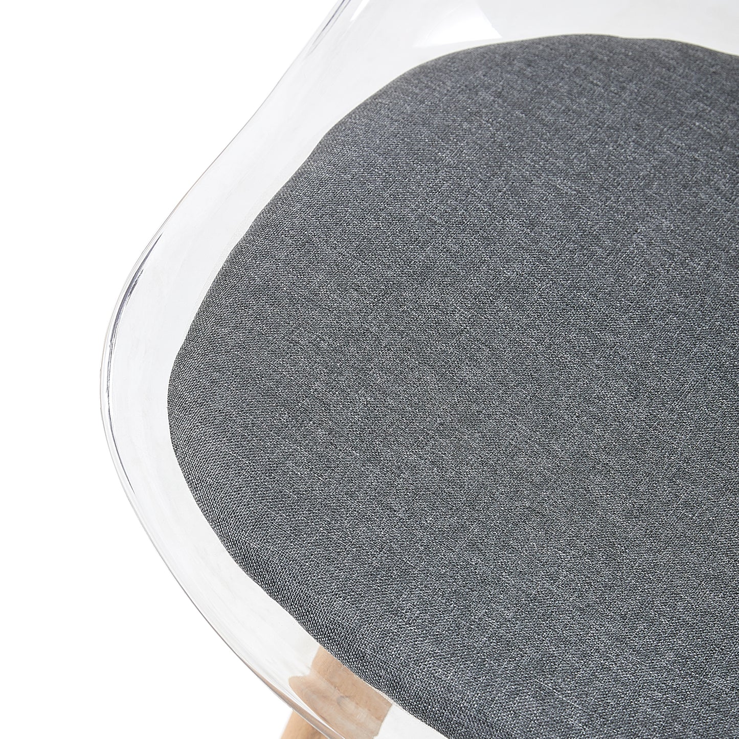 TULIP Dining Chair with Clear Back- Gray Fleece
