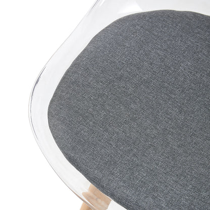 TULIP Dining Chair with Clear Back- Gray Fleece