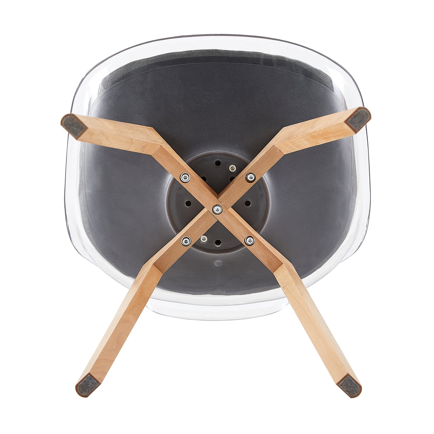 TULIP Dining Chair with Clear Back- Gray Fleece