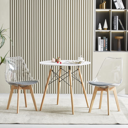 TULIP Dining Chair with Clear Back- Gray Fleece