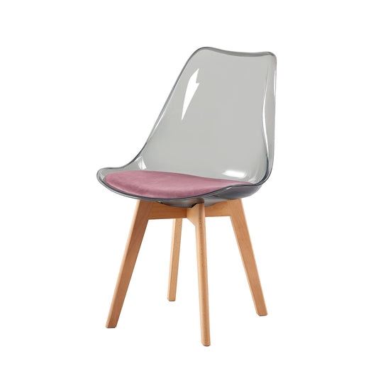 TULIP Dining Chair with SMOKY Back-Pink Velvet