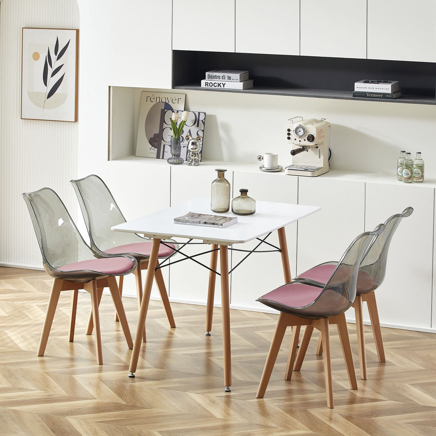 TULIP Dining Chair with SMOKY Back-Pink Velvet