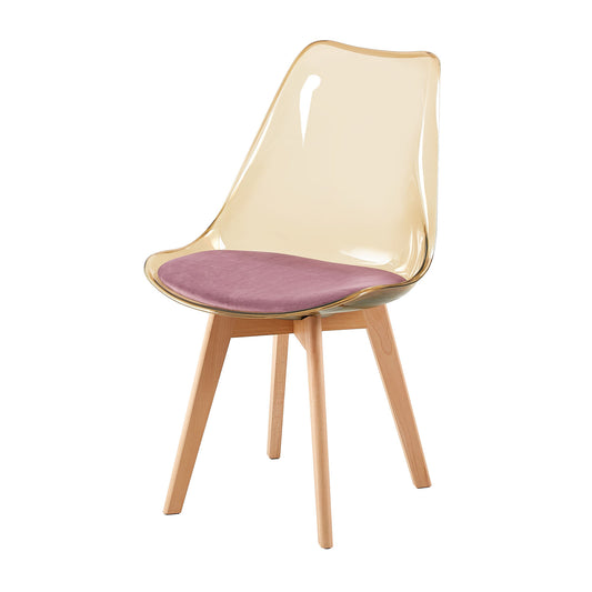 TULIP Dining Chair with Tawny Back-Pink Velvet