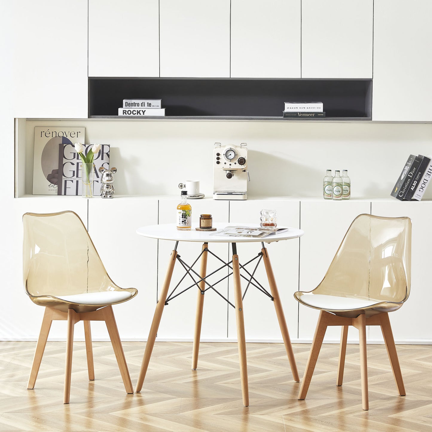 TULIP Dining Chair with Tawny Back-White