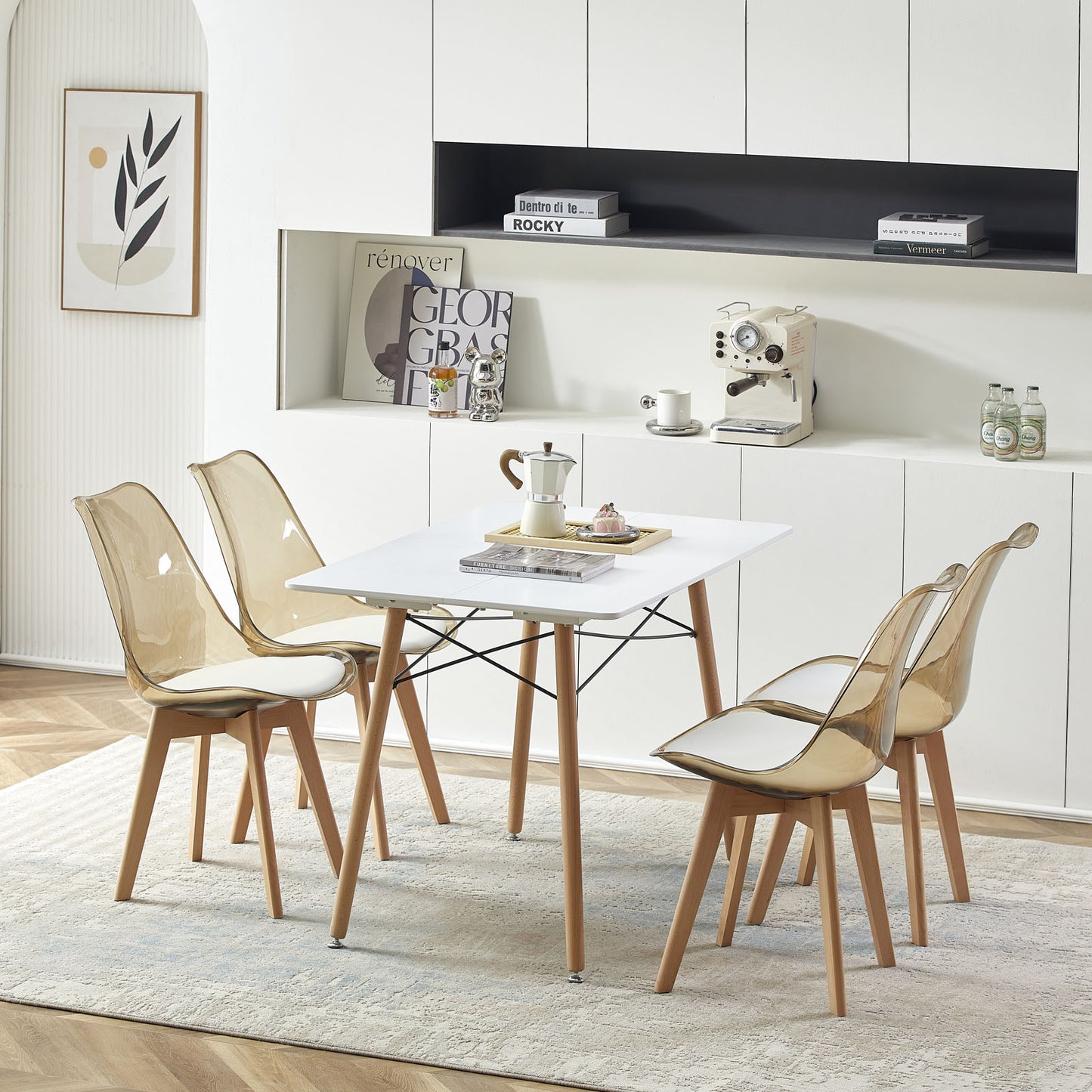TULIP Dining Chair with Tawny Back-White