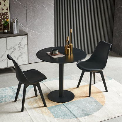 LYMAN 80cm Circle Dining Table With Black Iron Legs-Black