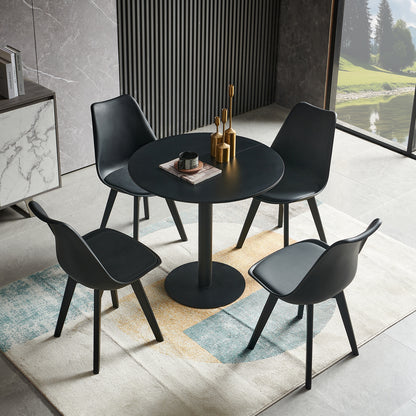 LYMAN 80cm Circle Dining Table With Black Iron Legs-Black