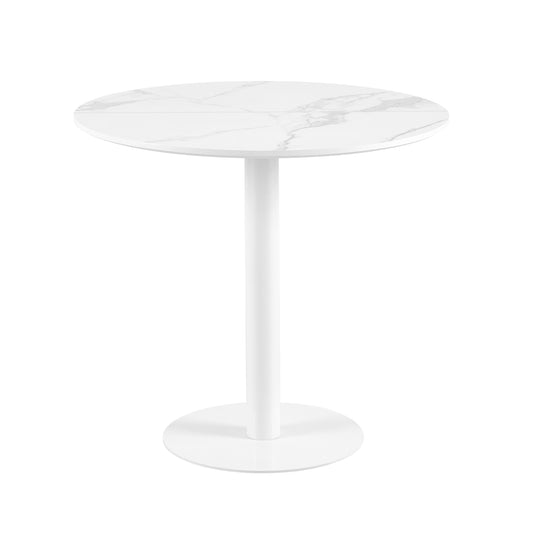 LYMAN 80cm Circle Dining Table With Iron Legs-MARBLE