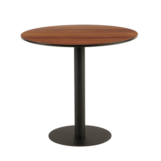LYMAN 80cm Circle Dining Table With Iron Legs-Walnut Color