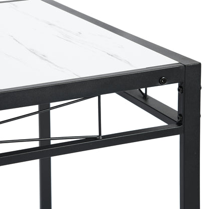 MARBURY  107cm Two Styles Dining Table With Iron Legs-Black MARBLE and White MARBLE
