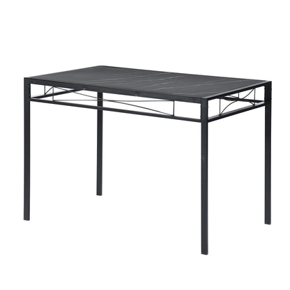 MARBURY  107cm Two Styles Dining Table With Iron Legs-Black MARBLE and White MARBLE