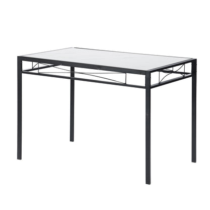 MARBURY  107cm Two Styles Dining Table With Iron Legs-Black MARBLE and White MARBLE