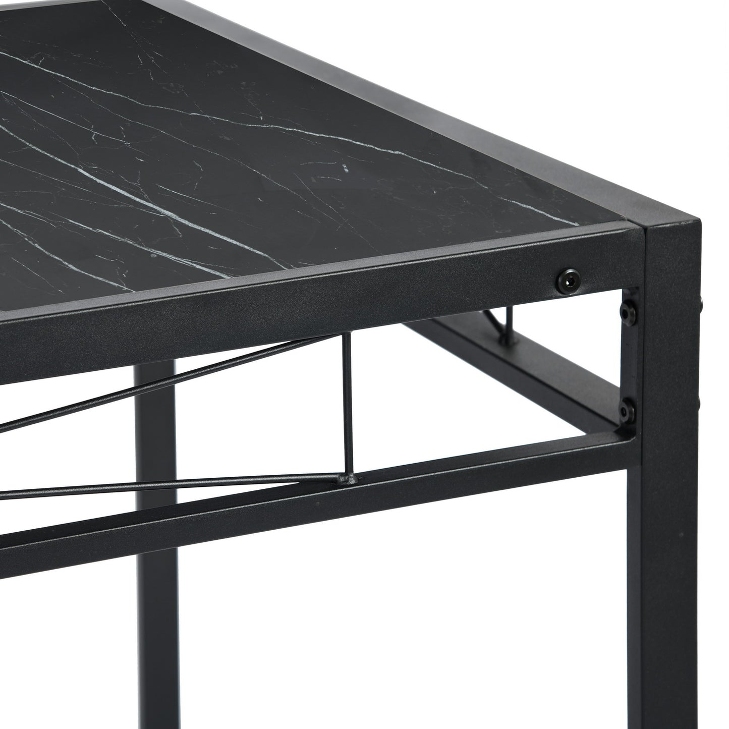 MARBURY  107cm Two Styles Dining Table With Iron Legs-Black MARBLE and White MARBLE