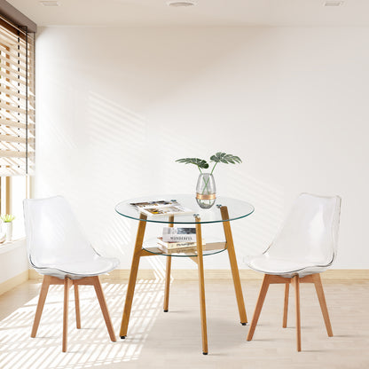 MASSA 80cm Circle Glass Dining Table With Iron Legs-Clear